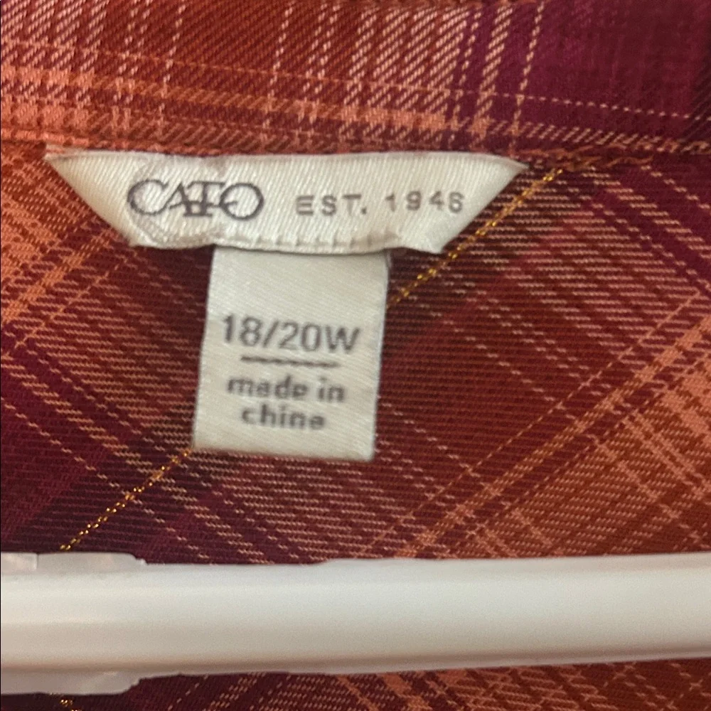 Cato Rust Plaid Button-Down Blouse - Picture 5 of 6